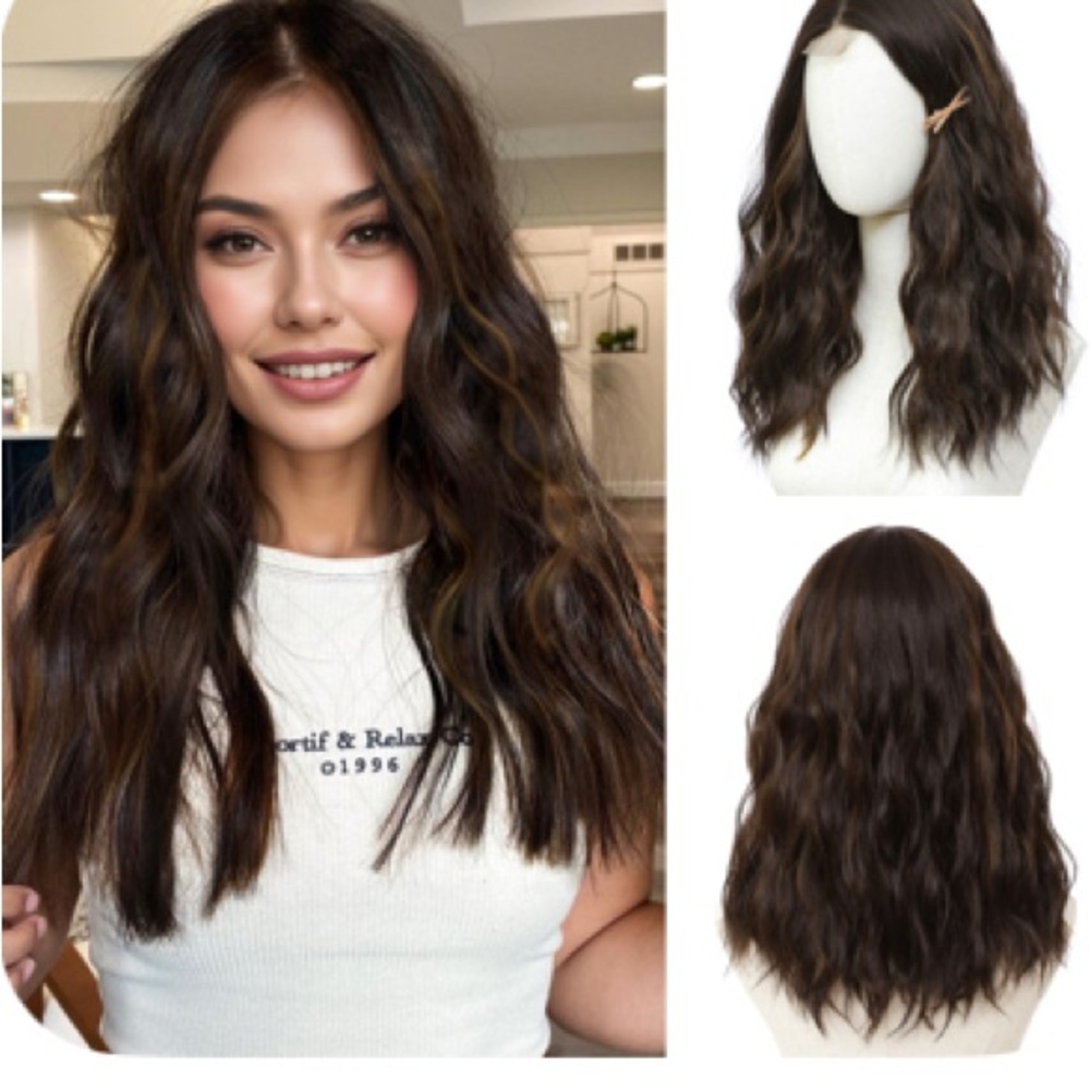 Natural Brown Wavy Hair Wig